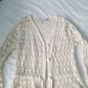 Crochet Off White Cardigan M